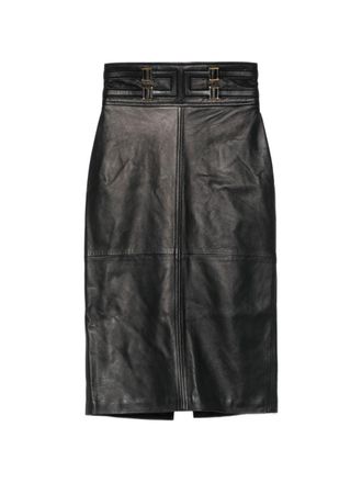 Elisabetta Franchi Leather Midi Skirt