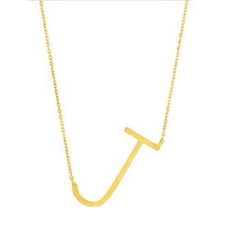 MAX + STONE 14k Yellow Gold Plated Sterling Silver Large Sideways Block Initial Letter