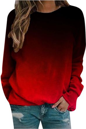 Generic Sweatshirts for Women Autumn Winter Casual Pullover Blouses Tops Womens Crewneck Printed Long Sleeve Jumpers Loose Sportswear Size 10-20 UK