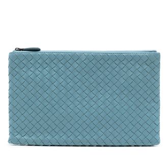Bottega Veneta Blue Nappa Intrecciato Clutch
