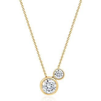 Crislu Brilliant 2-Stone Pendant Necklace in 18Kyg/Clear Stone at Nordstrom, Size 16