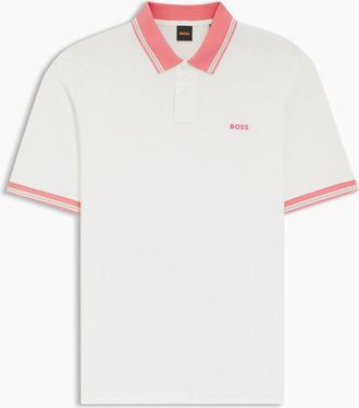 HUGO BOSS Mens BOSS Orange Pe Blocks Polo Shirt 106 Natural - White - Size: 38