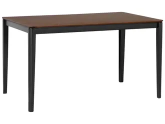 Beliani Beliani - Tavolo Da Pranzo Rettangolare Legno Scuro Gambe Metallo Nero 135 X 80 Cm Cedar