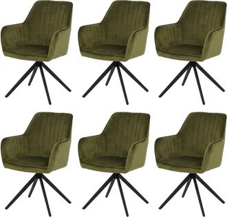 Hhg Juego De 6 Sillas De Comedor Hhg-139, Silla De Cocina Con Reposabrazos Giratorios Y Mecanismo De Retorno Autom&aacute;tico, Terciopelo De 440 G/m&sup2;, Aspecto D