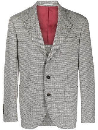 Brunello Cucinelli Blazer met pied-de-poule print - Zwart