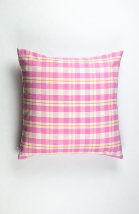 Archive New York Handwoven Classic Gingham Square Cotton Throw Pillow in Pink at Nordstrom, Size 20X20