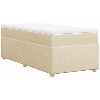 vidaXL Cama Box Spring Con Colch&oacute;n Tela Color Crema 100x200 Cm Vidaxl