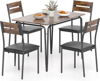 Costway 5-Piece Dining Table Set Rectangular Kitchen Table & 4 Armless Chairs