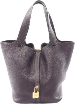 Herm&egrave;s Bolso de mano Pre-owned Picotin Lock MM Taurillon Clemence - Pre-owned - Mujer - P&uacute;rpura - ONE SIZE