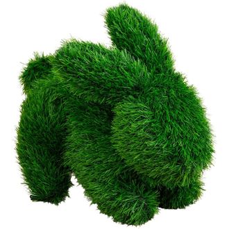 Nearly Natural 13-in UV Resistant Artificial Grass Garden Plush Topiary Bunny Rabbit in Green at Nordstrom