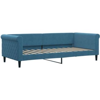 vidaXL Sof&aacute; Cama Sin Colch&oacute;n Terciopelo Azul 90x200 Cm Vidaxl