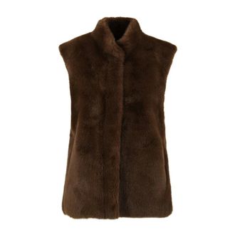 Lou Andr&eacute;a Gilet in Finta Pelliccia di Visone - - Jackets - Donna - Marrone - M