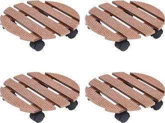 vidaXL Soportes Con Ruedas Para Plantas 4 Uds Marr&oacute;n Wpc &Oslash;30x7,5 Cm Vidaxl