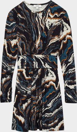 Reiss Jasmine Abstract-Print Jersey Mini Dress