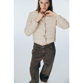 H&M Quilted Jacket in Light Beige at Nordstrom, Size Xx-Small
