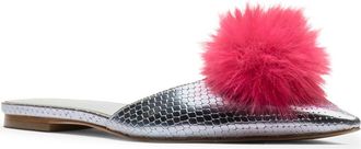 Frances Valentine Pauline Pom Pointed Toe Mule in Light Blue W/Red at Nordstrom, Size 7.5