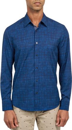ConStruct Slim Fit Four-Way Stretch Performance Chambray Button-Up Shirt in Navy Chambray at Nordstrom Rack, Size Xx-Large