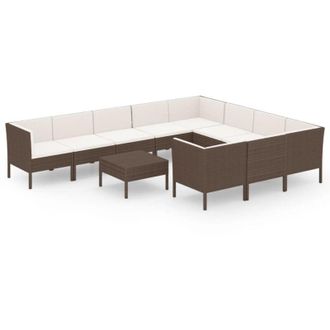 vidaXL 11 Pcs Garden Lounge Set Con Coj&iacute;n Mimbre Pe Brown