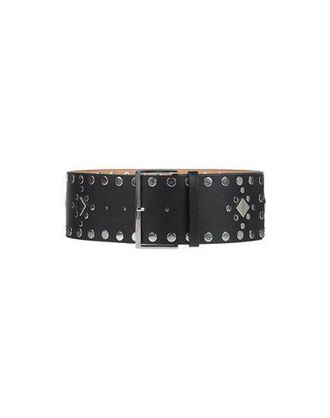 Cintura In Vera Pelle Nera Con Borchie Multicolor - Alta 3,5 Cm, Fibbia Regolabile, Handmade