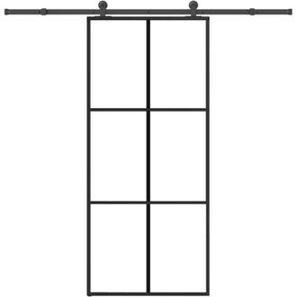 vidaXL Vidaxl - Puerta Corredera Con Set Herrajes Vidrio Esg Aluminio 90x205 Cm