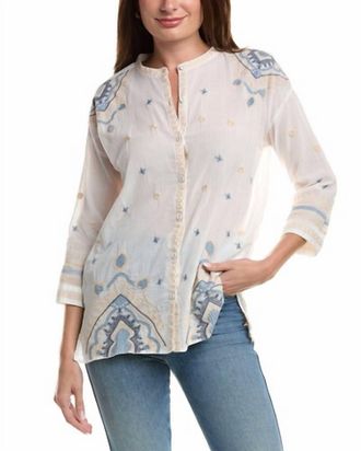 Johnny Was Slim Audrey Mandarin 3/4 Tunic In White