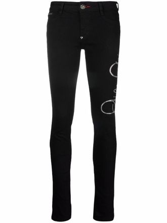 Philipp Plein Jeans skinny con decorazione - Nero