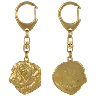 OEM Pug, Carlin I - Llavero De Perro Ba&ntilde;ado En Oro En Caja De Regalo, Decoraci&oacute;n De Bolso, Accesorio De Lujo De Art-dog