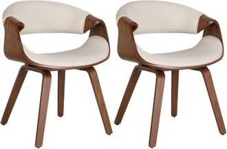 Clp Set de 2 sillas de comedor con asiento en tela roble / crema