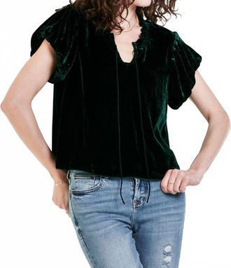 Dear John Denim Maggie Puffed Sleeve Top In Green