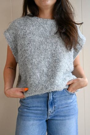 FRNCH Beaumont Cap Sleeve Sweater In Fog