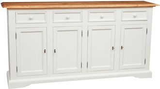 Biscottini International Biscottini - Alacena Country De Madera Maciza De Tilo Estructura Blanca Envejecida Con Tope Acabado Con Efecto Natural L202xpr45xh103 Cm