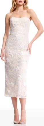 Dress The Population Shailene Lace Strapless Dress in Off White at Nordstrom, Size Xx-Small