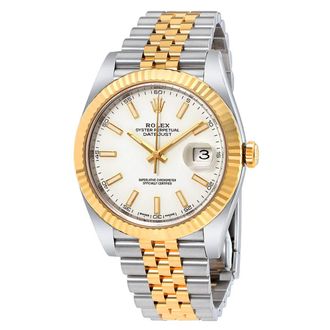 Rolex Datejust 41 White Dial Steel and 18K Yellow Gold Jubilee Mens Watch 12633WSJ