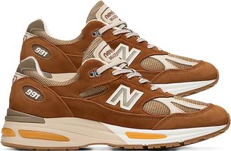 New Balance Sneakers 991v2 con inserti - Marrone