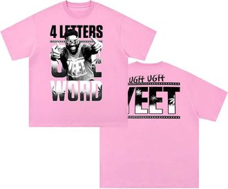 Generic Jey USO Four Letters One Word T-Shirt Unisex Crewneck Short Sleeve Cotton Tee Women Men Streetwear Tops (Pink,L)