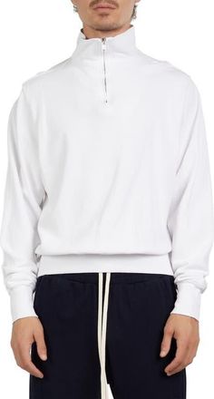 Les Tien Pique Banded Half Zip Yacht Pullover in White at Nordstrom, Size Xx-Large