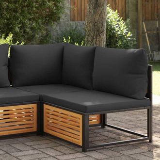 vidaXL Divano da Giardino Senza Braccioli con Cuscini Massello Acacia vidaXL