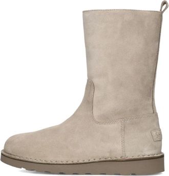 Shabbies Amsterdam Beige Suede High Zip Laarzen - Dames - Enkellaarsjes - Beige - 41 EU - Wol - Schoenen