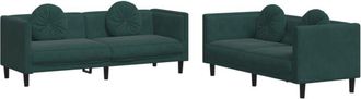 vidaXL Vidaxl - Juego De Sof&aacute;s Con Cojines 2 Piezas Terciopelo Verde Oscuro