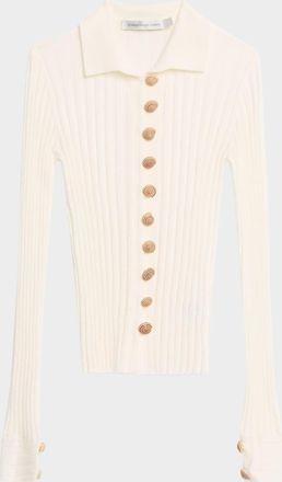 CHRISTOPHER ESBER Sundial Shell-Button Rib Knit Cardigan