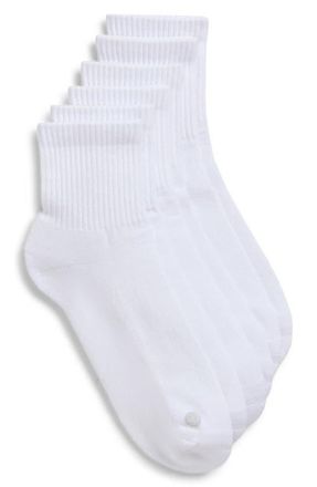 Zella Assorted 3-Pack Half Crew Socks in White at Nordstrom, Size 6-8.5