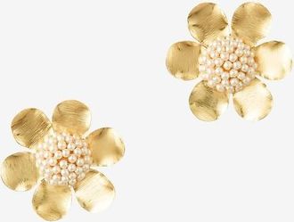 Deepa Gurnani Goldene Ohrstecker mit Perlen Curie