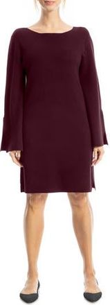 Max Studio Boat Neck Flare Sleeve Sweater Dress in Dark Wine at Nordstrom Rack, Size X-Large