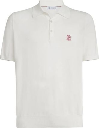 Brunello Cucinelli Poloshirt met knoopsluiting en logodetail - Beige