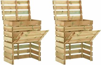 vidaXL Vidaxl - Compostadores De L&aacute;minas 2 Uds Madera De Pino 80x50x100 Cm