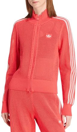 adidas Originals Open Knit Track Jacket in Semi Lucid Red at Nordstrom, Size X-Small