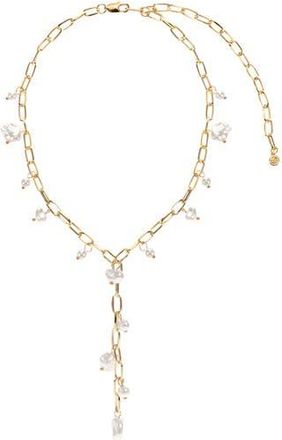 Ettika Faux Pearl Charm Y-Necklace in White/Gold at Nordstrom Rack