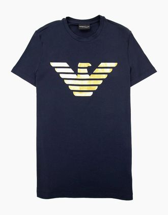Emporio Armani Mens Emporio Armani Gold Eagle Logo T Shirt Navy Blue - Size: 36
