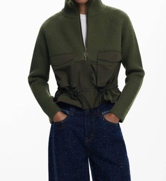 Desigual Tampere Zipped Jacket In Verde
