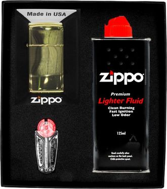 OEM Encendedor Zippo Slim Brass High Pushed Set De Regalo N.&deg; 1